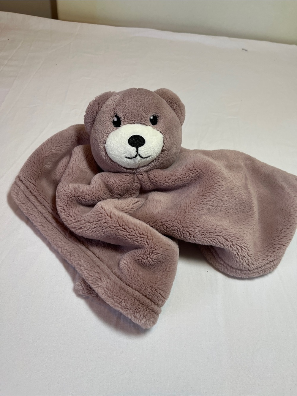 Plush Bear Comfort Lovey - Soft Mauve Security Blanket for Kids